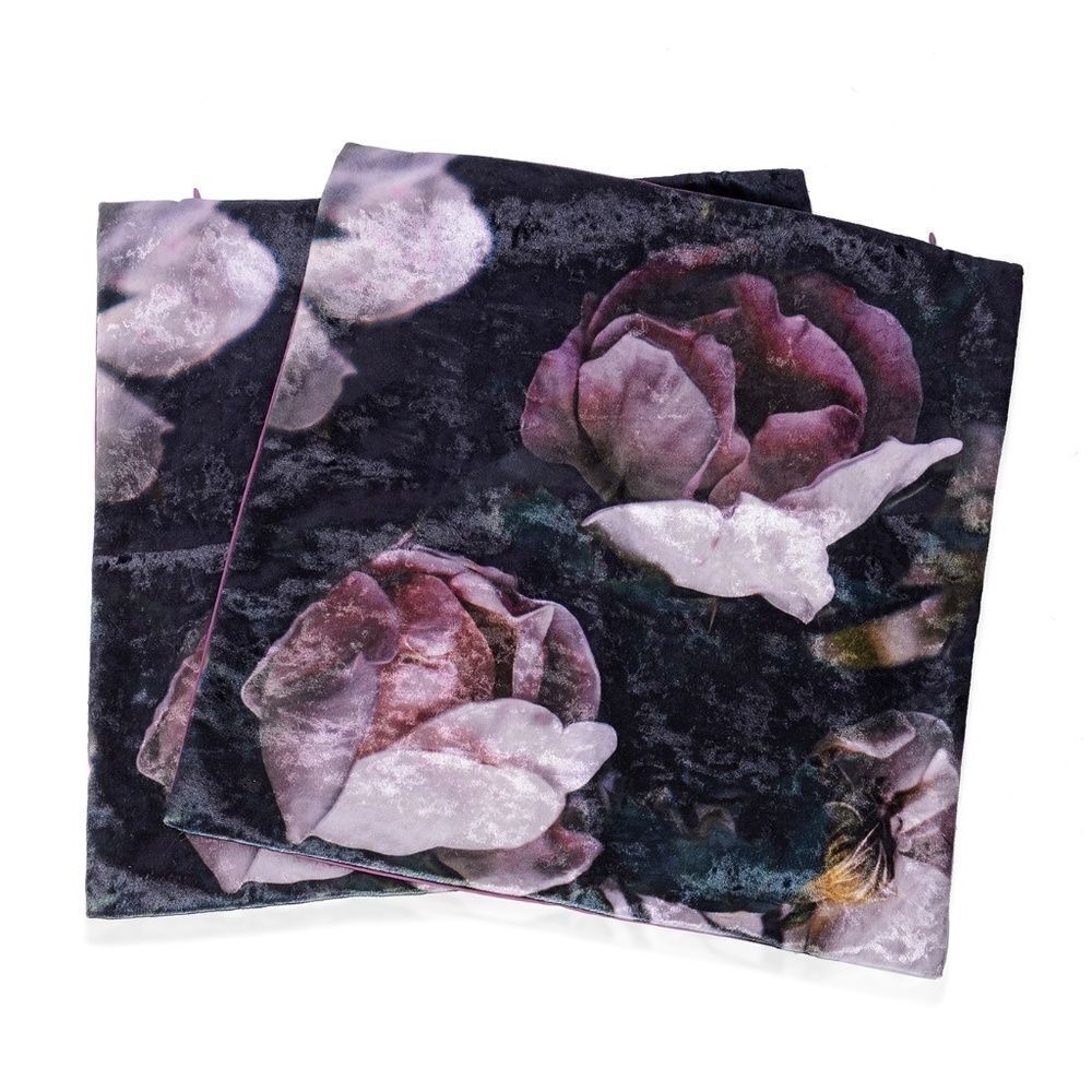 Cushion Covers Crushed Velvety Set of 2 Purple